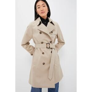 BARBOUR SHORT GRETA SHOWERPROOF TRENCH COAT LIGHT FAWN